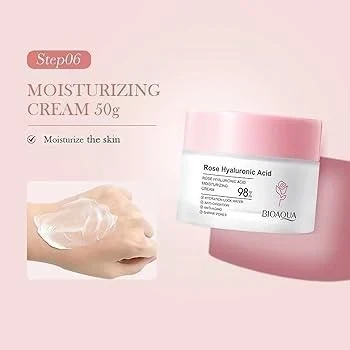 Crema Facial Rosas y Acido Hialuronico Bioaqua 🎀☺️ 4