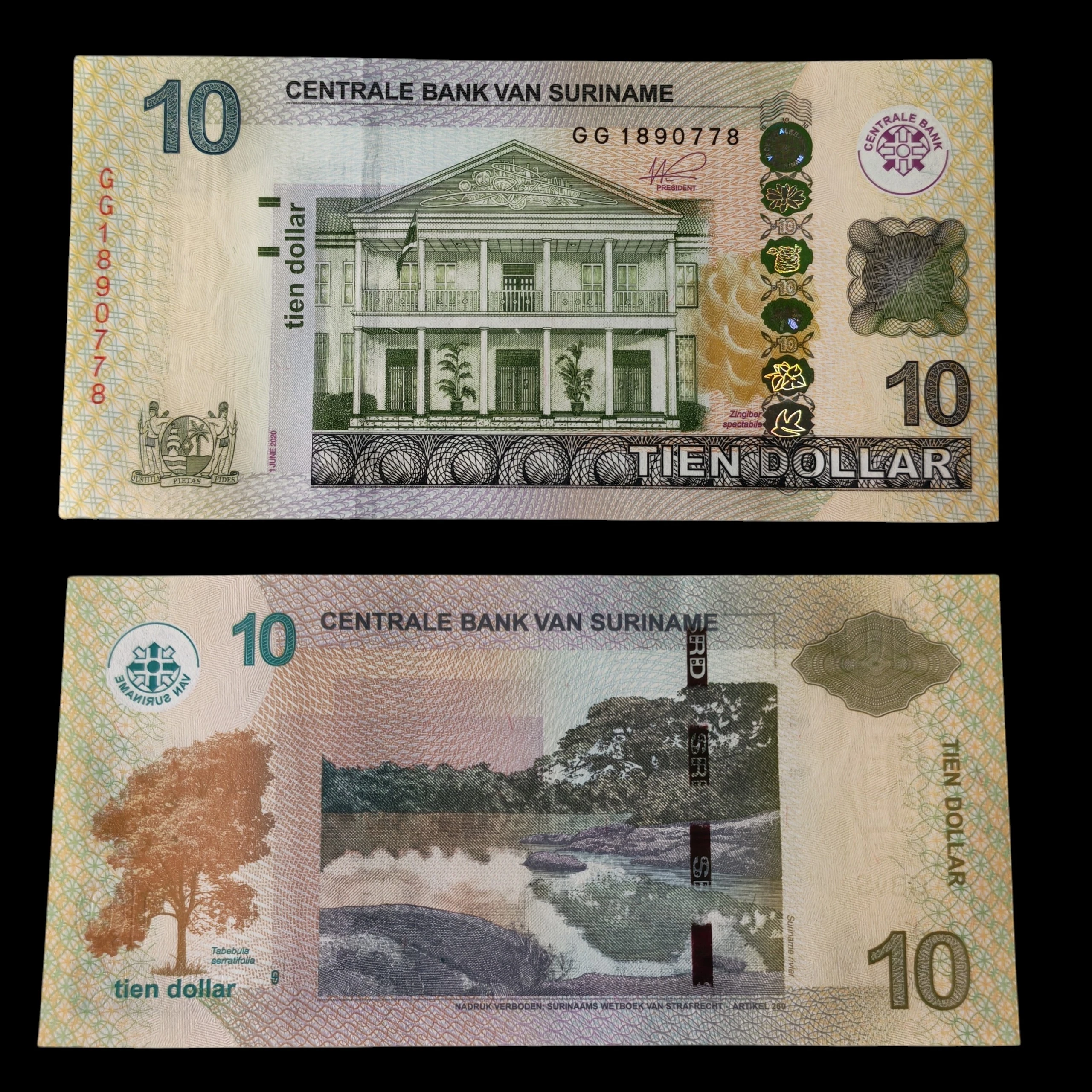 ° Suriname 10 dolares UNC