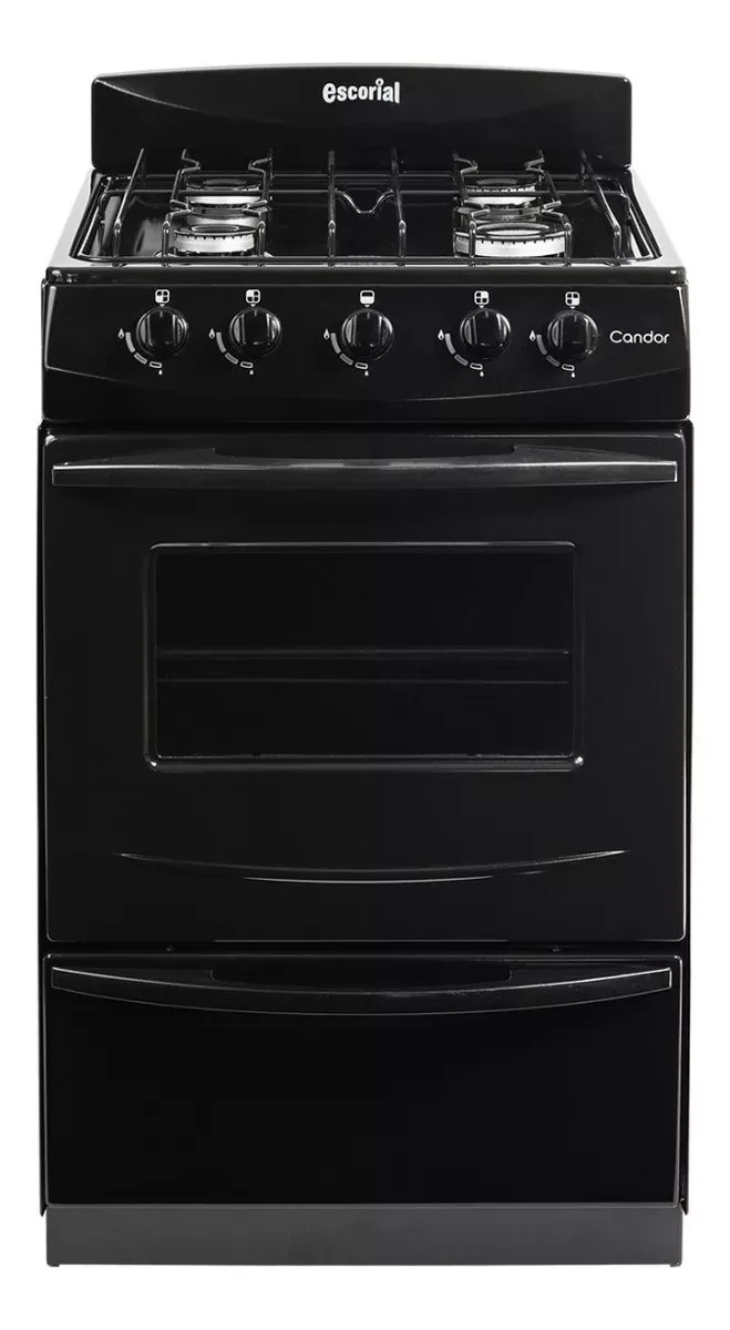 Cocina  Escorial Candor S2 Black 4 Hornallas Visor Y Parilla gas natural