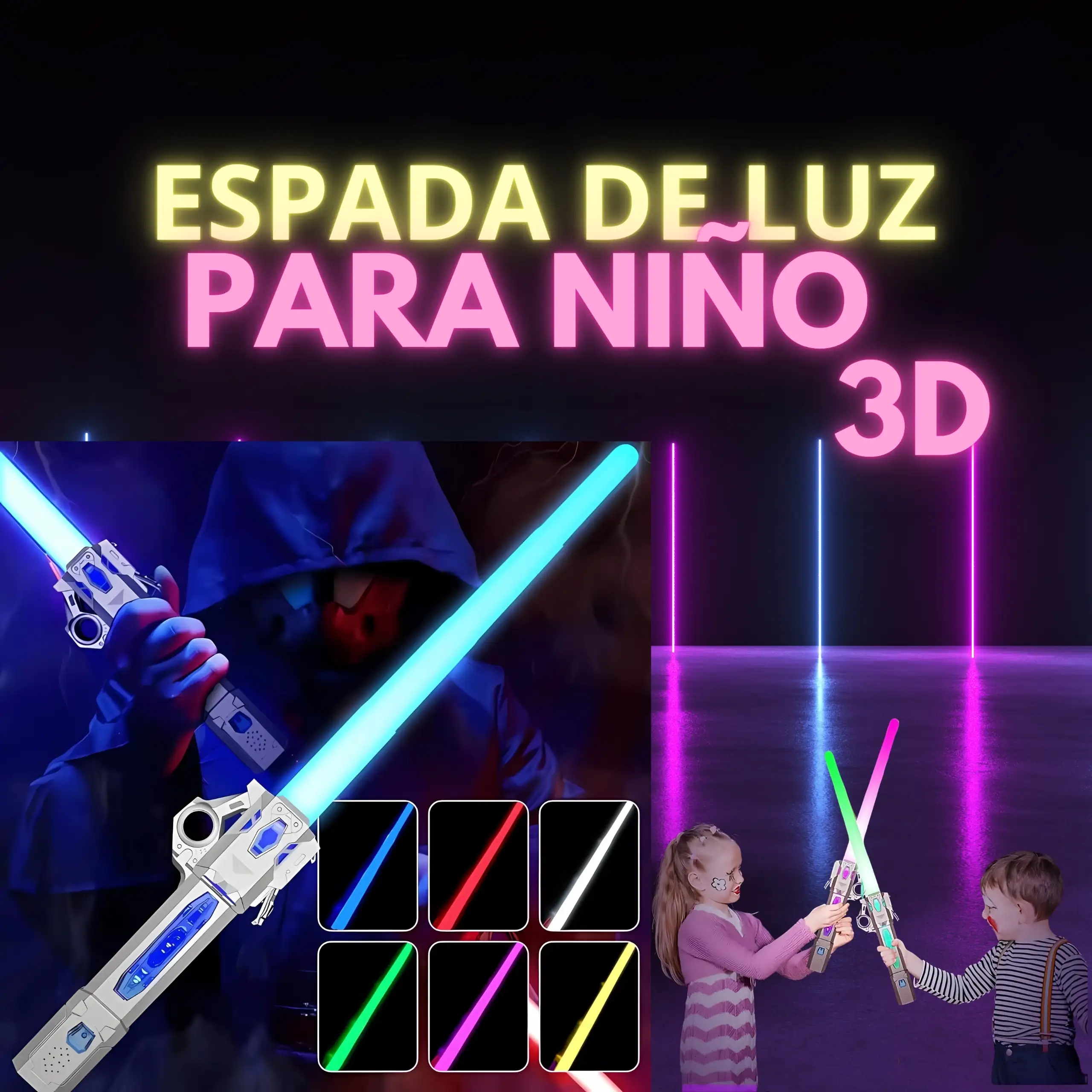 Espada de luz con juegos de sonidos y colorea
