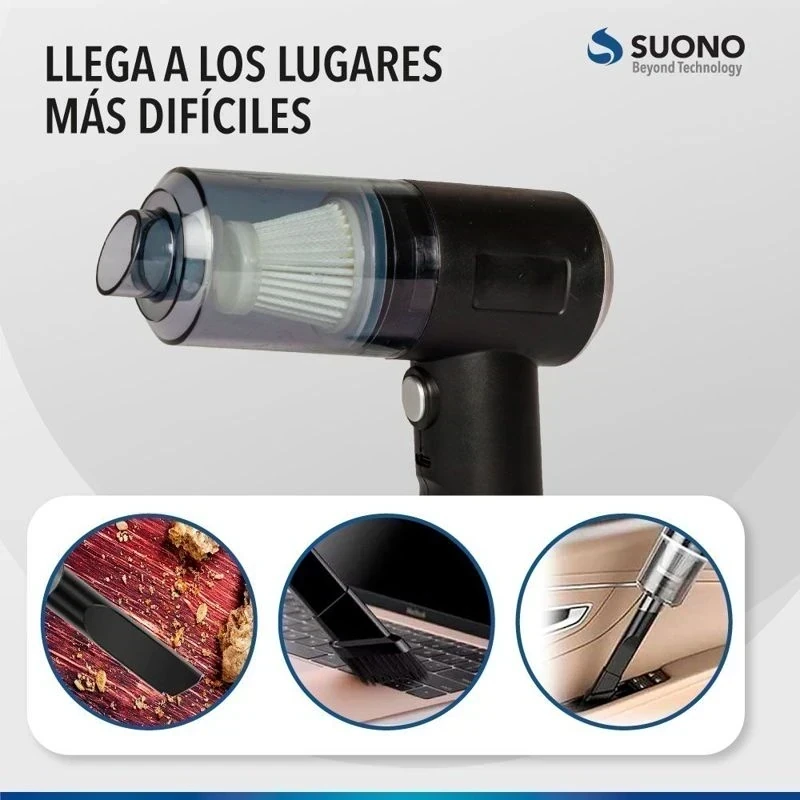 ASPIRADORA PORTATIL SUONO USB DE MANO 220V 400 ML 3 CABEZALES