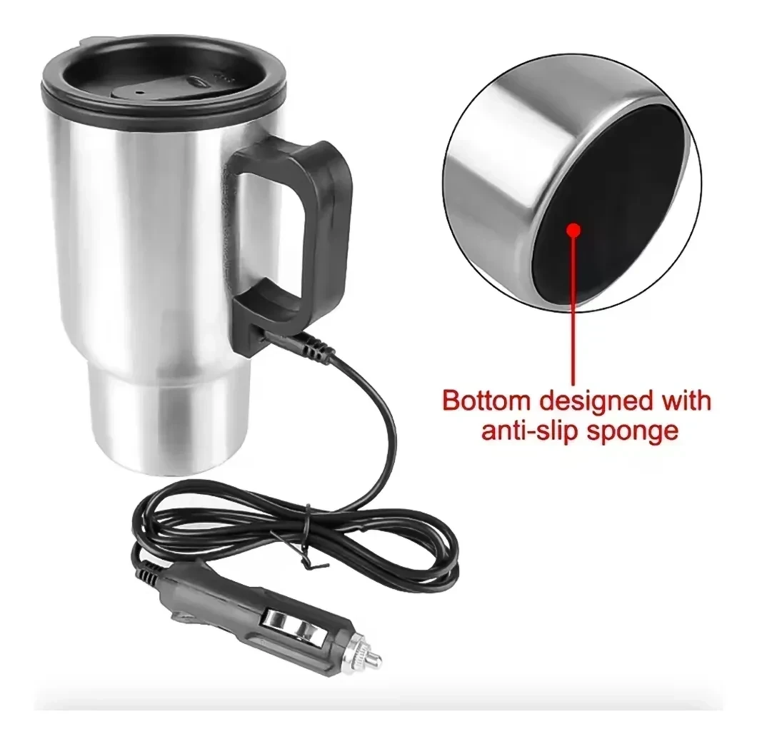 Tazón Mug 480ml Térmico Eléctrico 12v Auto, Acero  Inoxidable. Color Gris  5