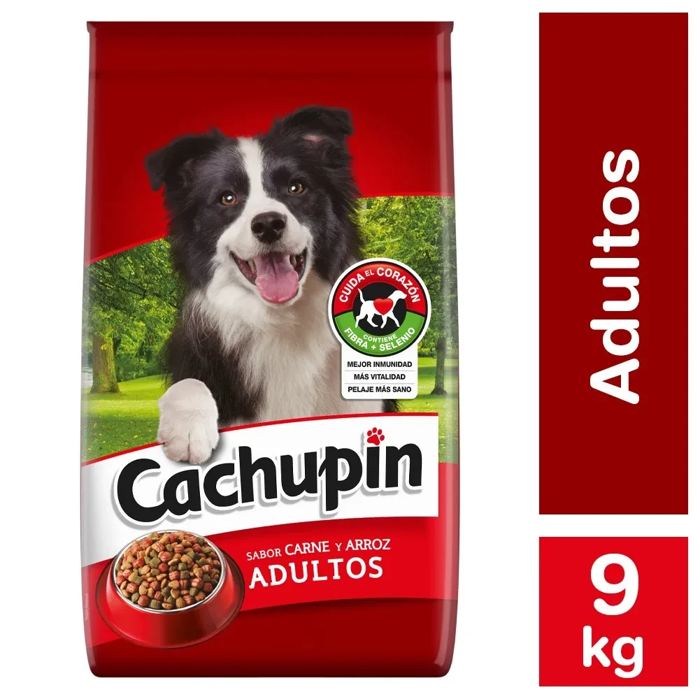 Alimento de perro adulto carne y arroz cachupin 9 kg   