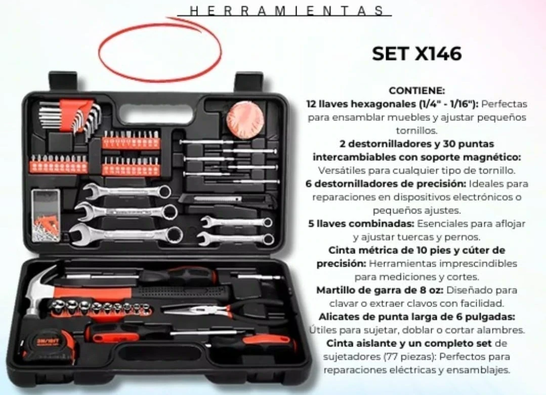 SET DE 146 HERRAMIENTAS 