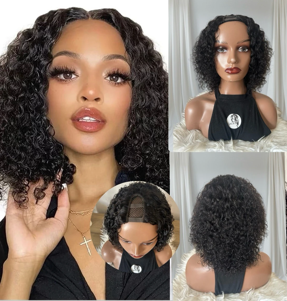 Peluca en U 12 pulgadas, cabello Humano 