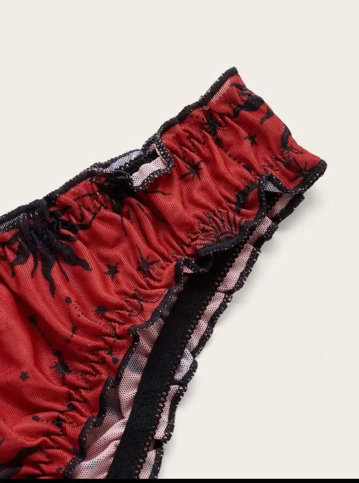 Conjunto Lenceria semitransparente rojo S 3