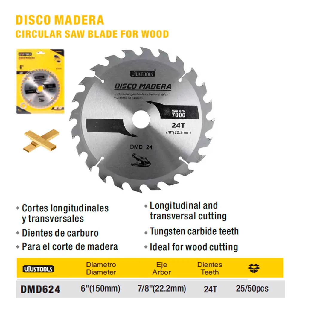 DISCO CORTE MADERA 6" x 24 Teeth UYUST (150mm)