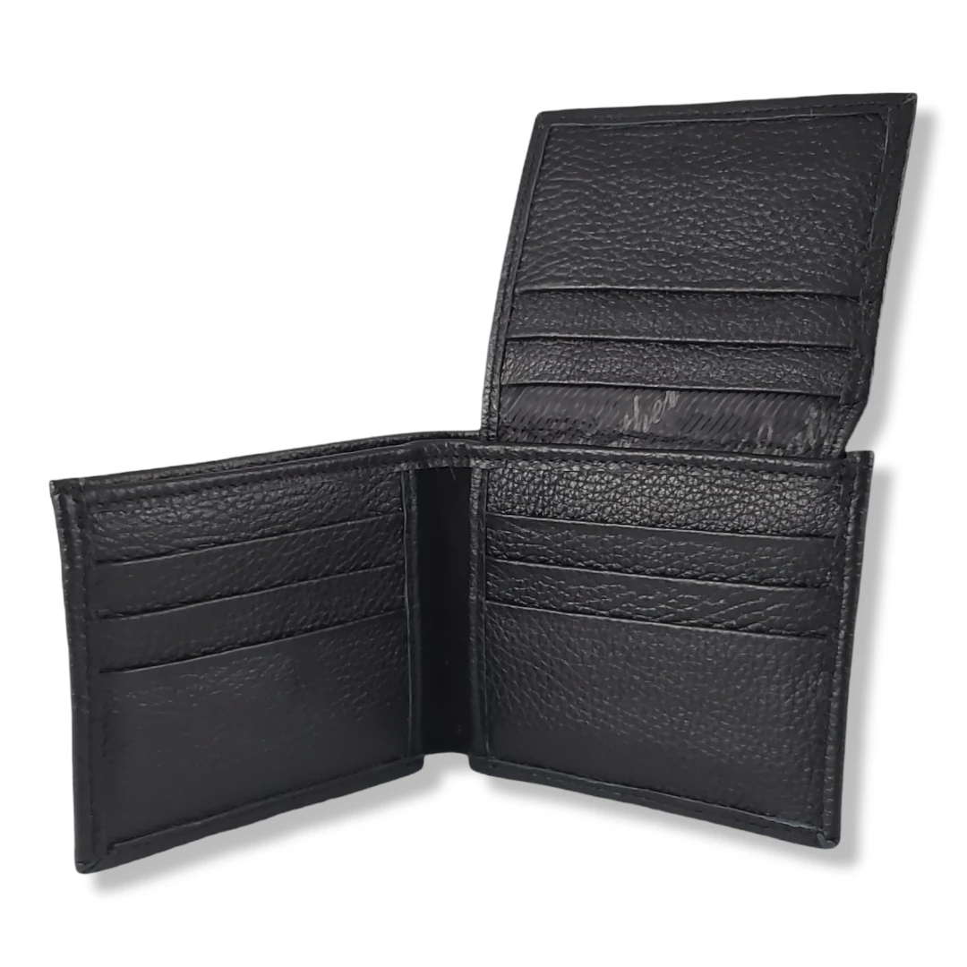Billetera bifolio negra con solapa 2