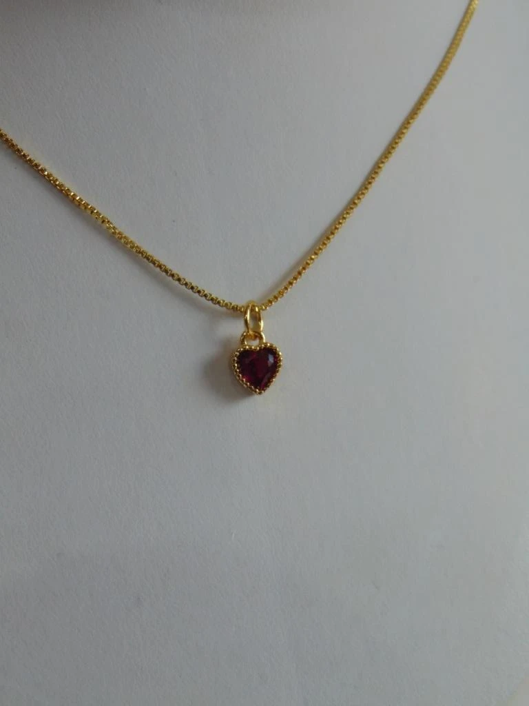 CADENA + DIJE RODIO DOR CORAZON FUCSIA 2