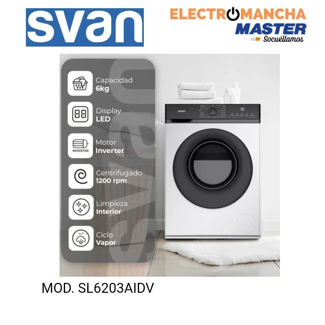 LAVADORA SVAN SL6203AIDV 6 KG. 1200 RPM  CLASE A 2