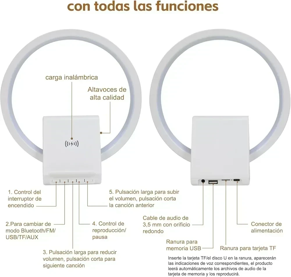 PARLANTE LAMPARA ARO LUZ LED  4