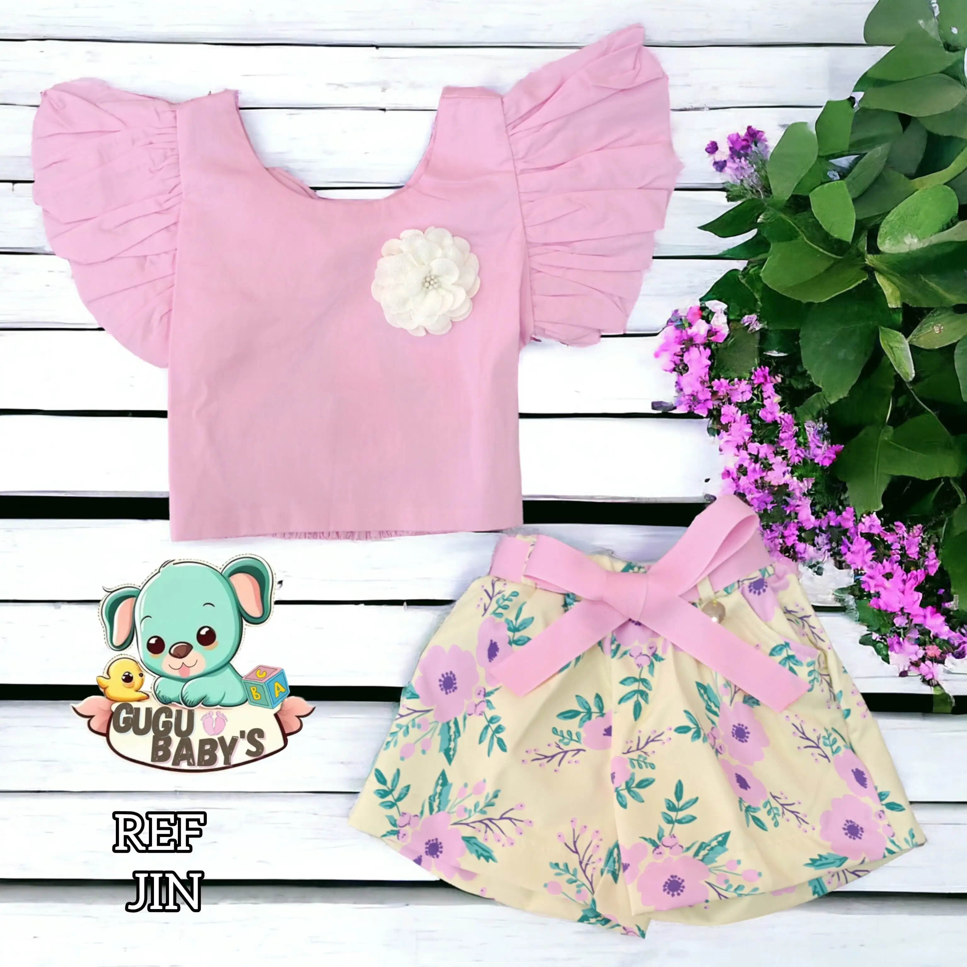 Conjunto shorts florecitas