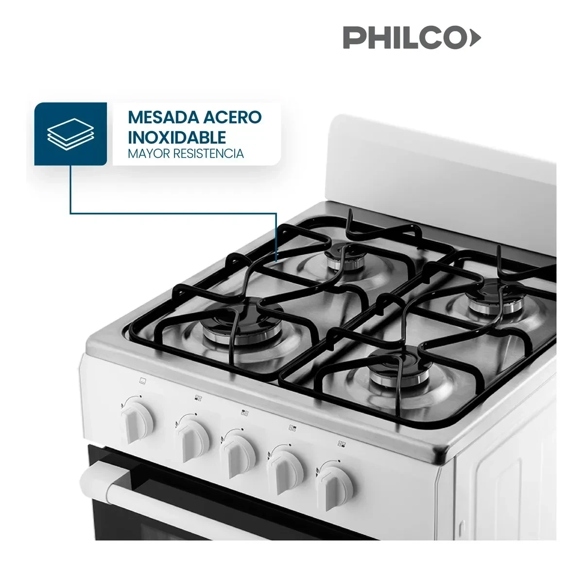 COCINA MULTIGAS PHCN50B 4 HORNALLAS BLANCA PHILCO ‼️SOLO POR PEDIDOS‼️ 3