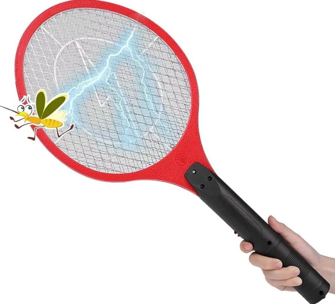 Raqueta electrica para moscos e insectos