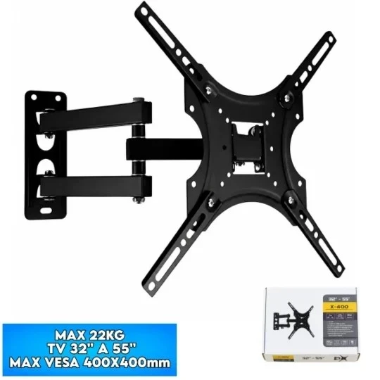 Soporte TV De 32″ A 55″ / MAX 22KG / MAX VESA 400X400MM / Brazo Articulado / 1.5mm Grosor / X-400