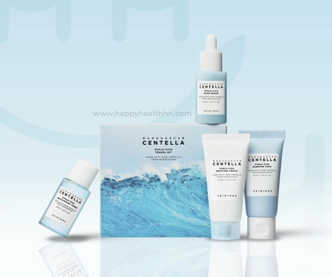 Skin1004 - Kit de Viaje Hyalu-Cica | Toner + Blue Serum + Crema + Sleeping Pack (30ml c/u)
