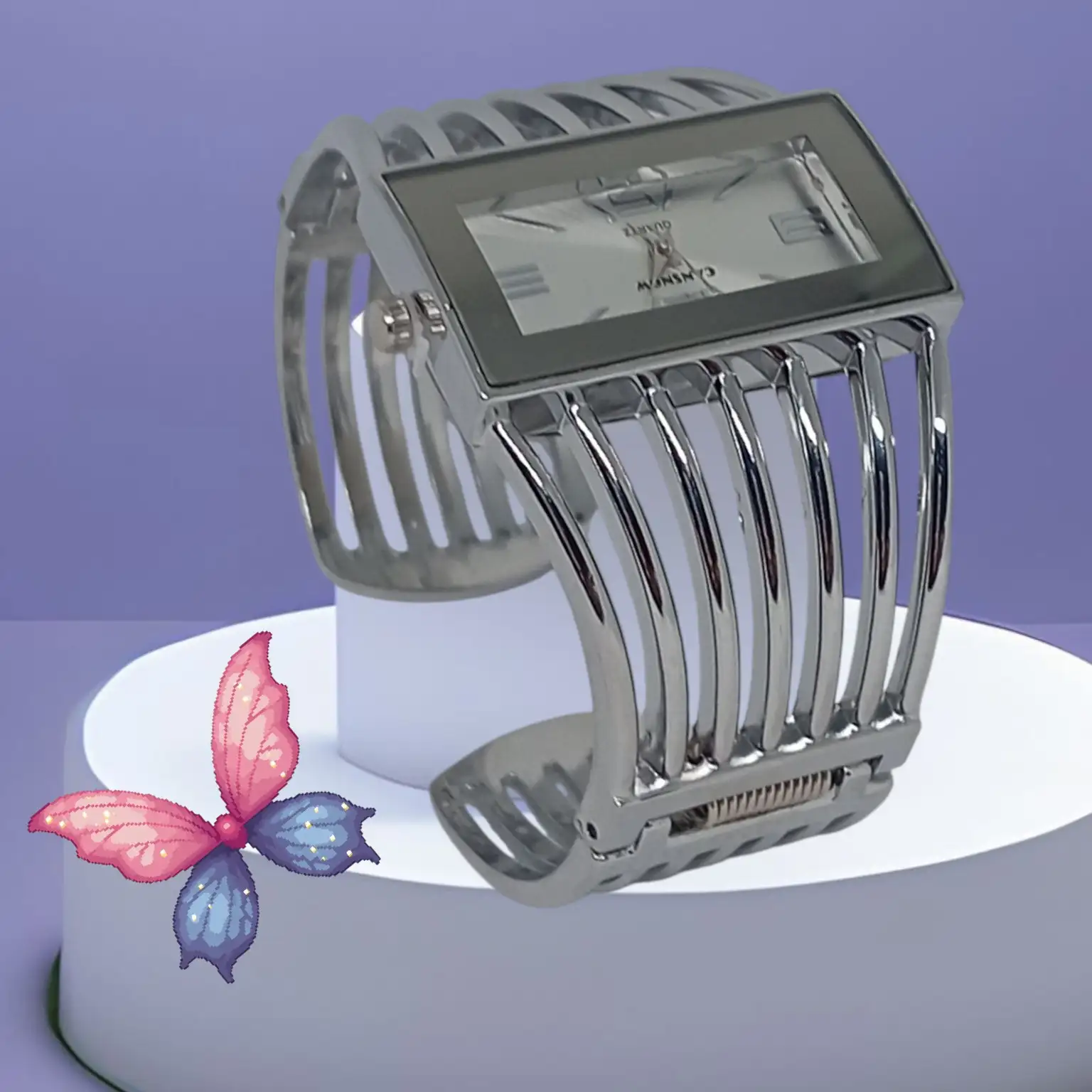 Reloj brazalete plata 7 líneas 