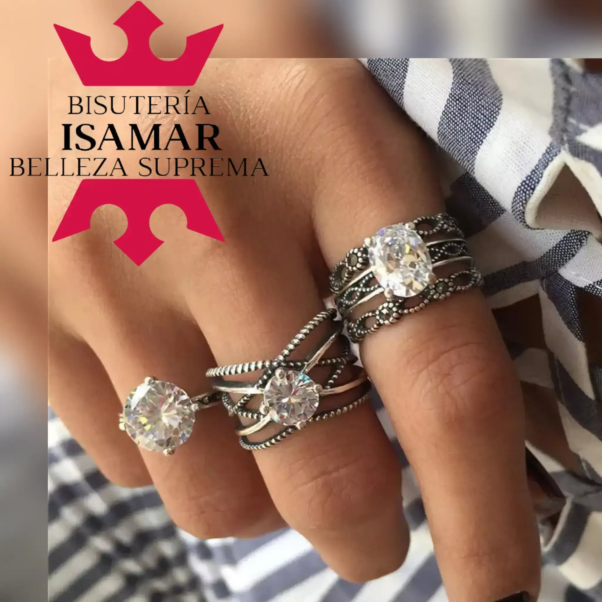 SET ANILLOS PEDRERIA EXCLUSIVA 