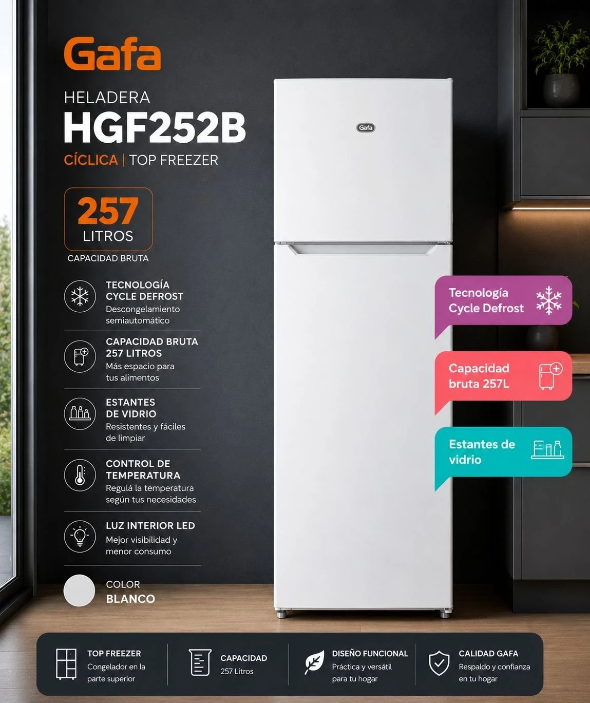 HELADERA GAFA HGF252B 252LTS