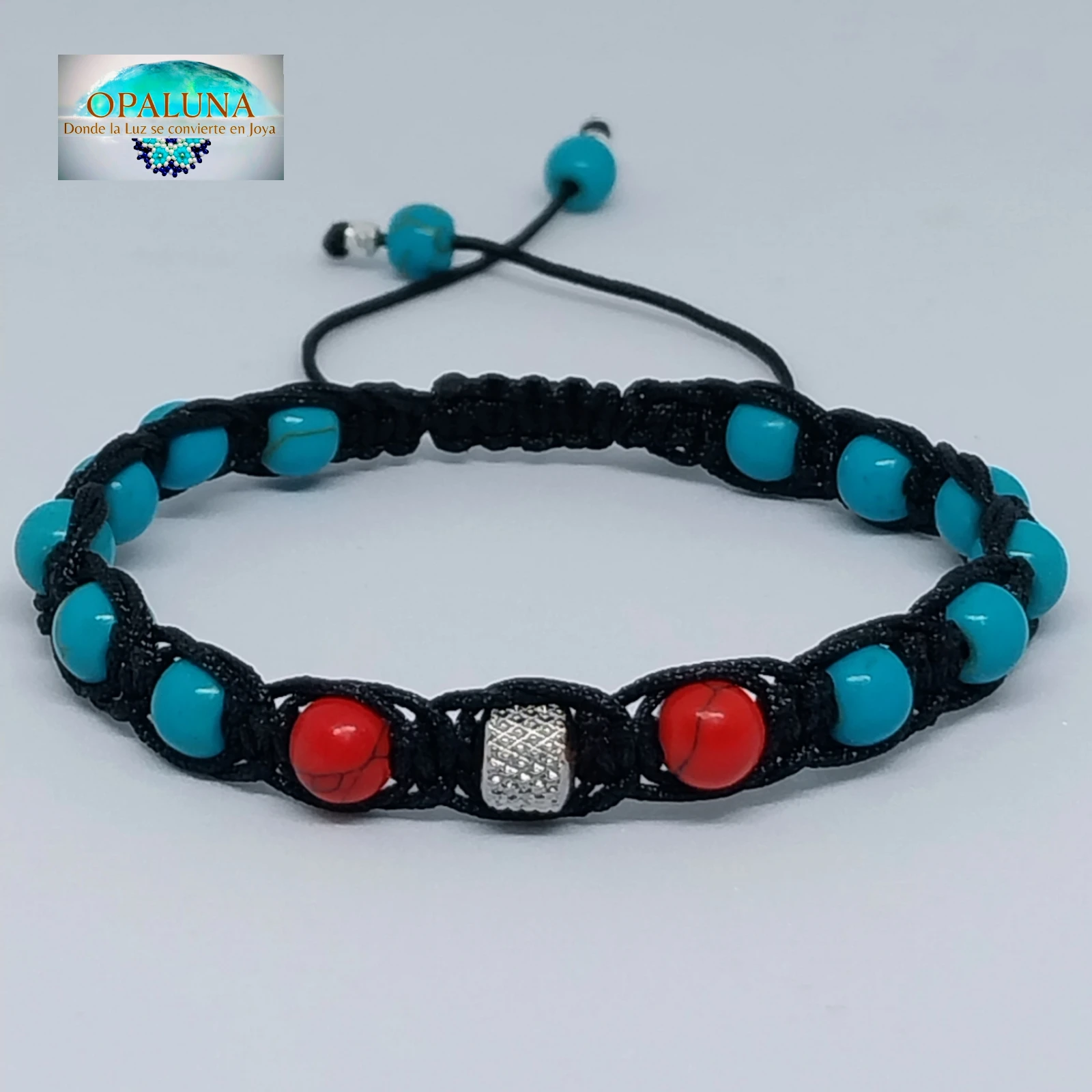 Pulsera Turkesa y Jade Rojo