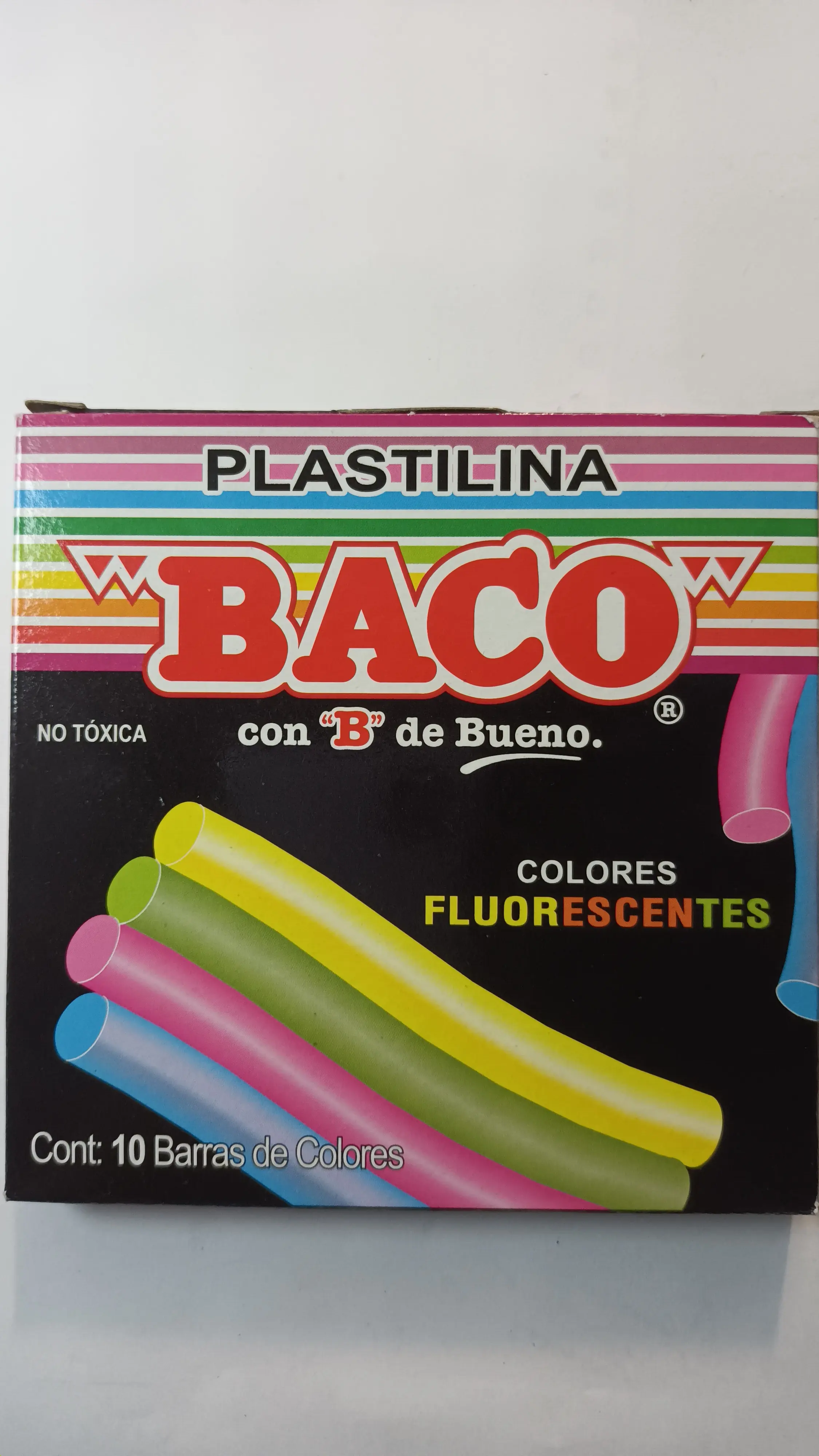 PLASTILINA BACO FLUORESCENTE CAJA 10 BARRAS