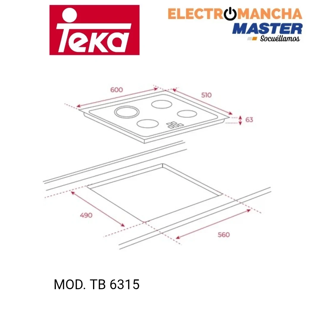 VITROCERÁMICA TEKA TB6315 3 FUEGOS  HARO 27 CM 4