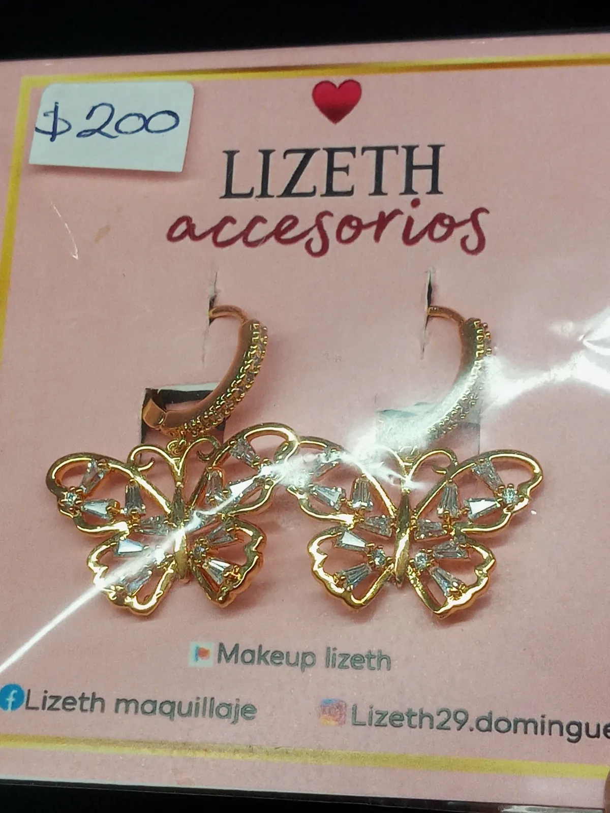 Aretes mariposa con piedras 2
