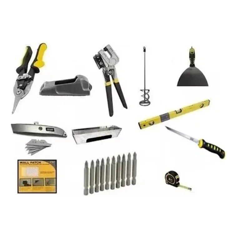 Combo Kit 12 Herramientas Durlock Punzo Tijera Cutter Espatu