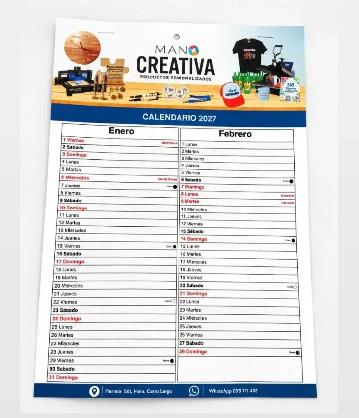Almanaque personalizado pack por 50 unidades 