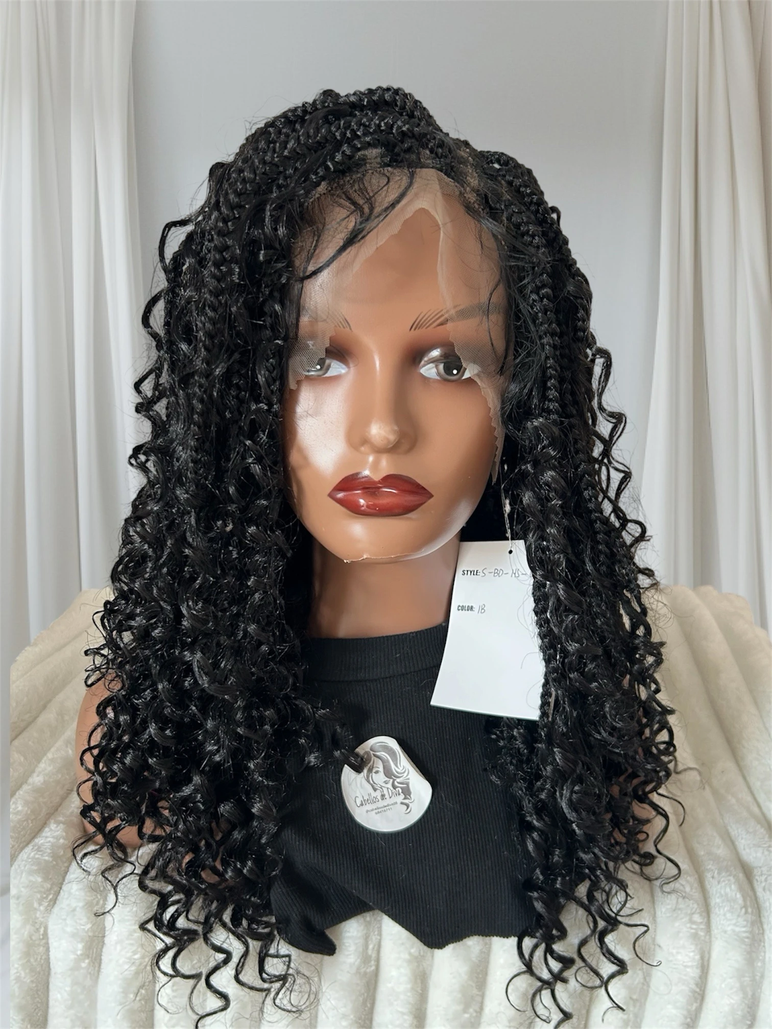 Peluca semi trenzas bohemias disponibles en 14” y 22, frontal 360 2