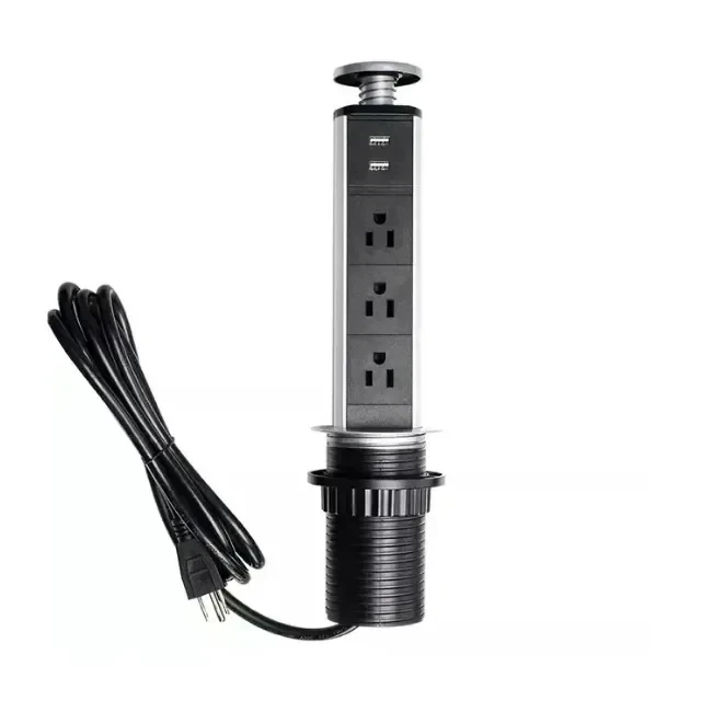 TOMACORRIENTE MESA TRIPLE + 2 USB A DESPLEGABLE