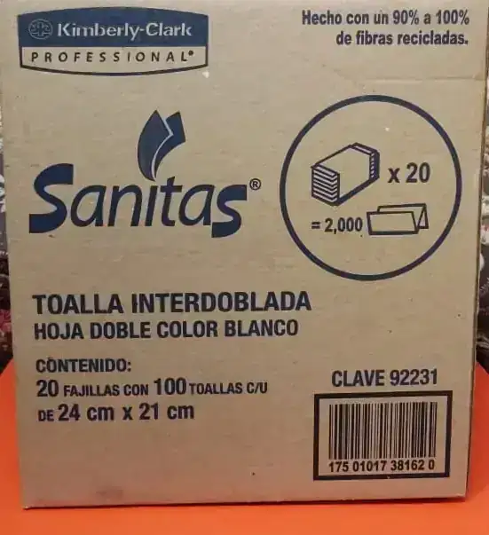 Caja de Sanitas toalla interdoblada color blanco