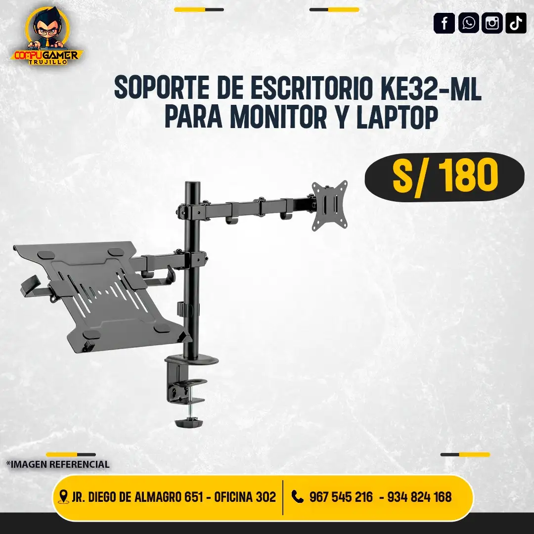 SOPORTE PARA MONITOR DE 13" A 32" Y LAPTOP DE 10" A 15.6"