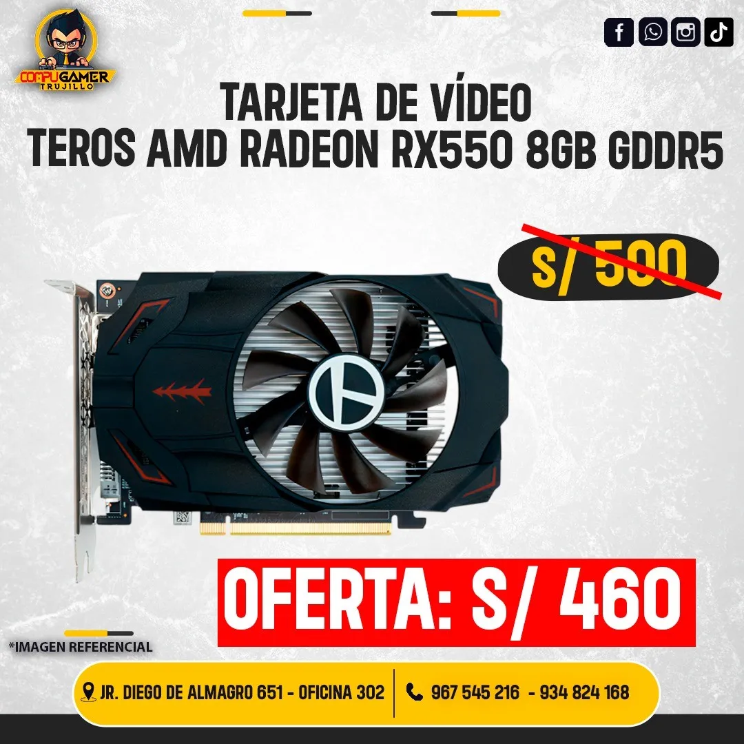 TARJETA DE VÍDEO TEROS AMD RADEON RX550 8GB GDDR