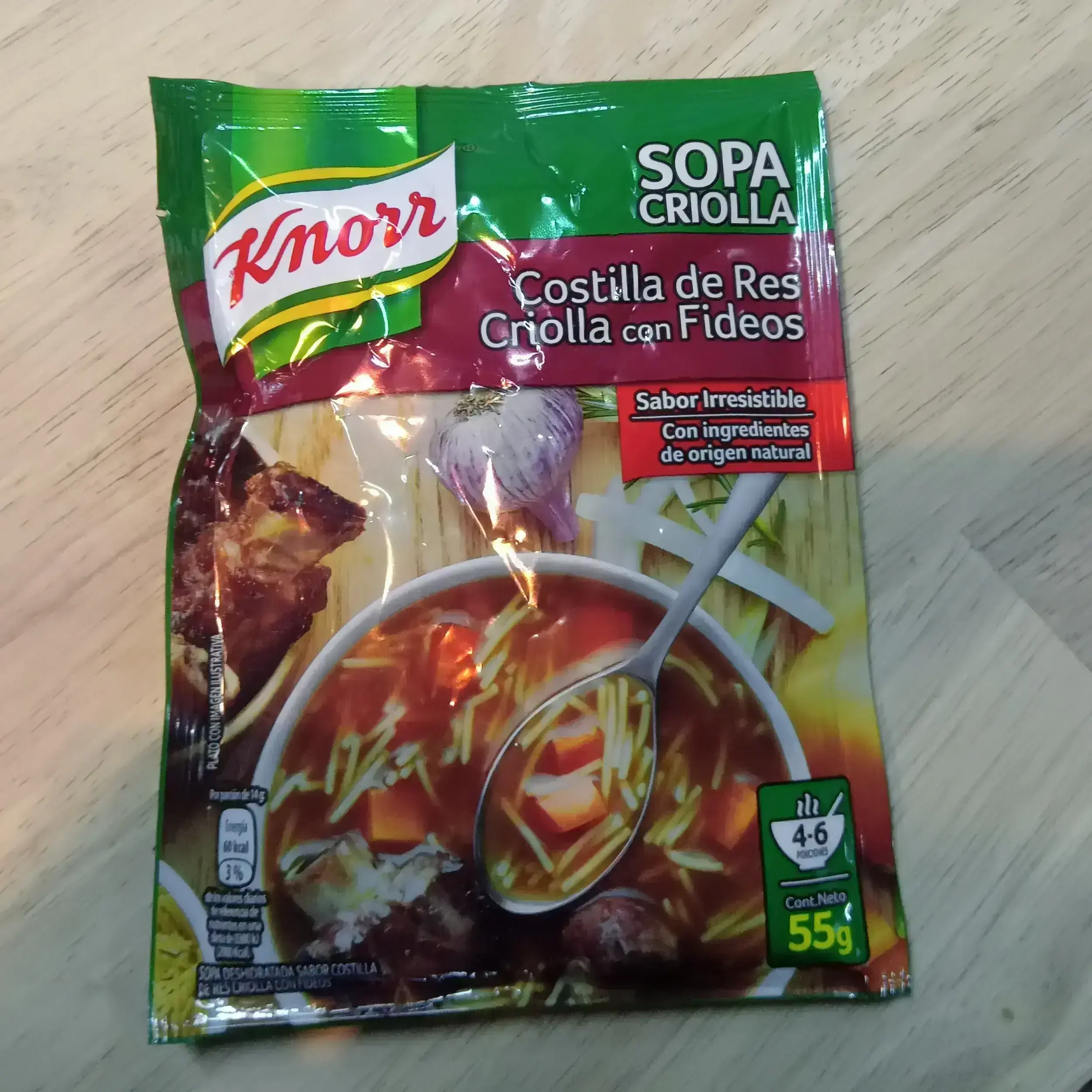 Sopa knorr costia de res criolla con fideos 55 g