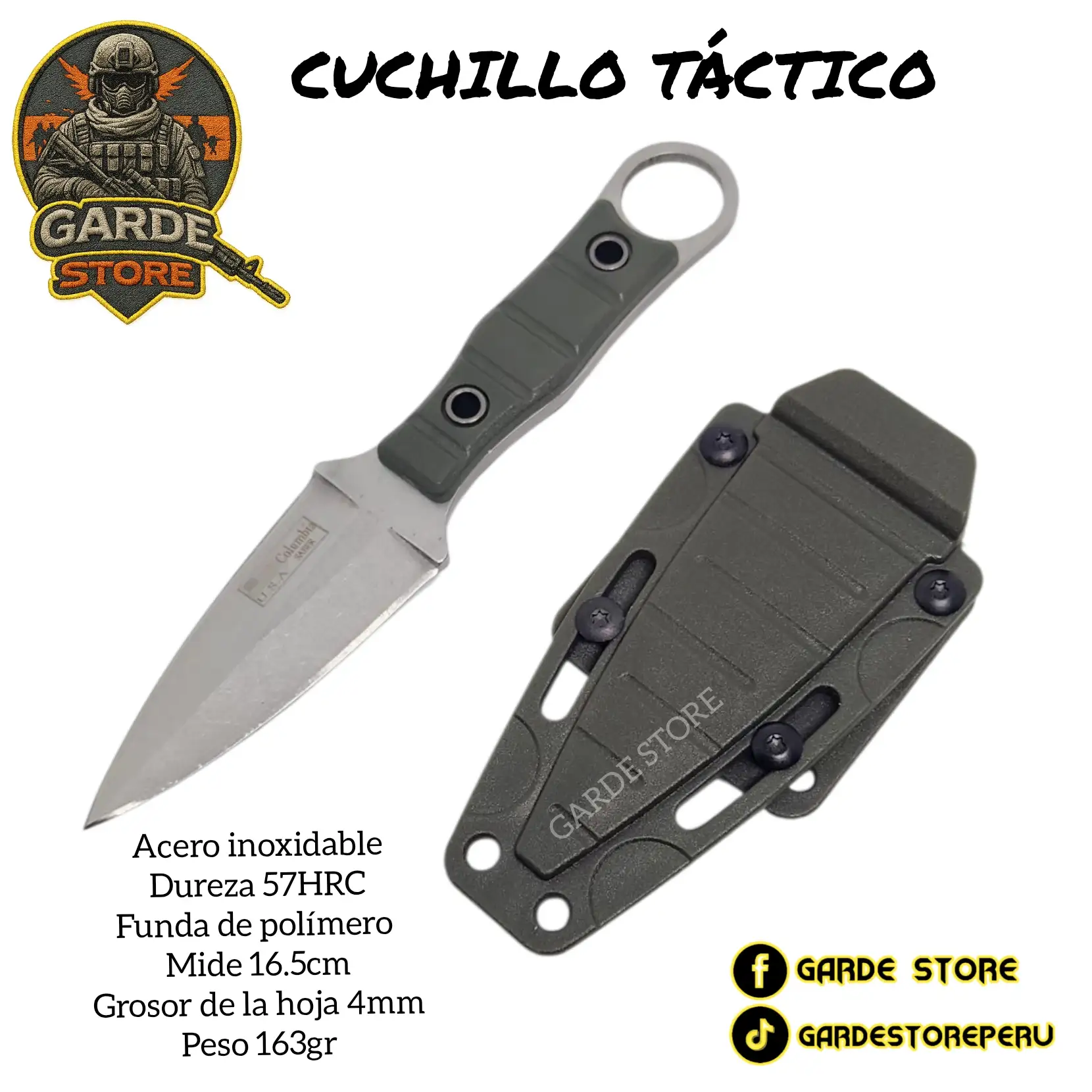 CUCHILLO TÁCTICO CON FUNDA.  2