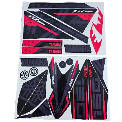 XTZ 150 Calcomanias 2025 gris con rojo