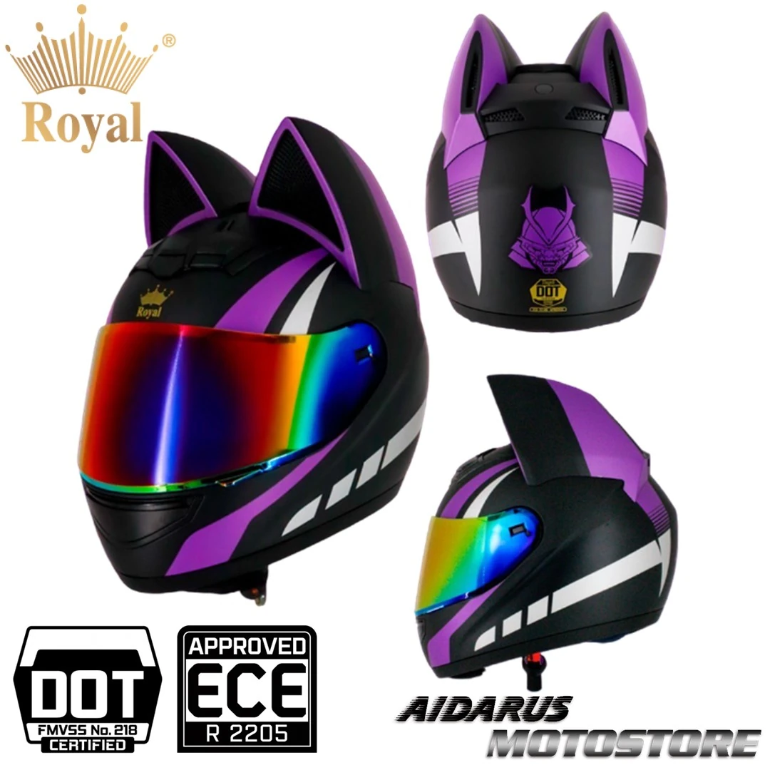 CASCO ROYAL GATO NEGRO VIOLETA MATE