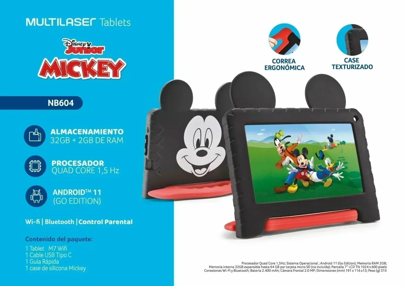 Tablet Kids Mickey Mouse 7" Wifi 4GB  RAM/64GB Multilaser