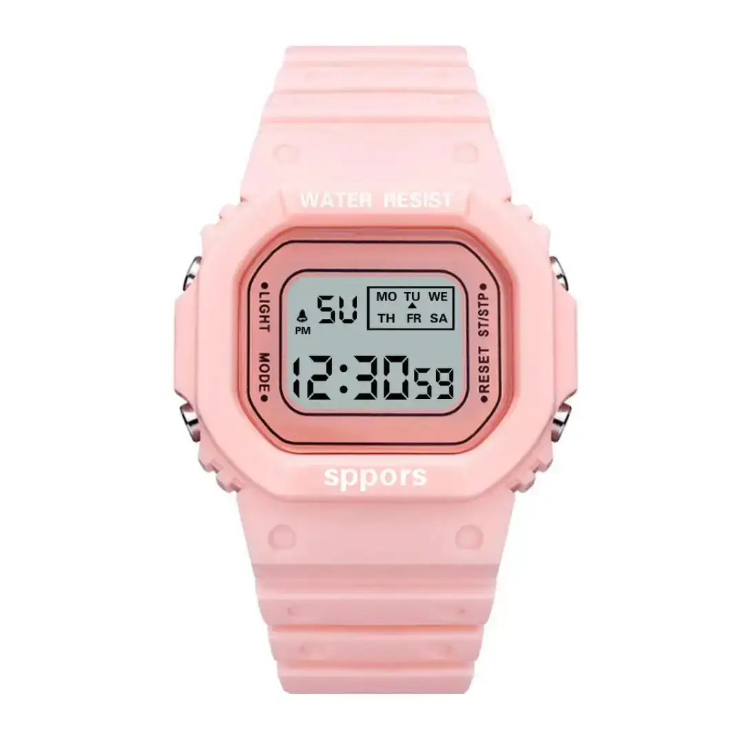 Reloj Deportivo Digital Cuadrado Palo De Rosa