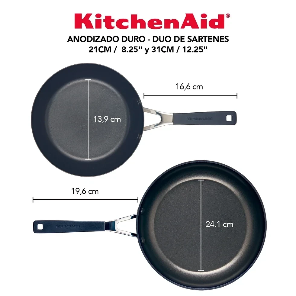 SET 2 SARTENES KITCHENAID ANTIADHERENTE 21CM Y 31CM 84811 2
