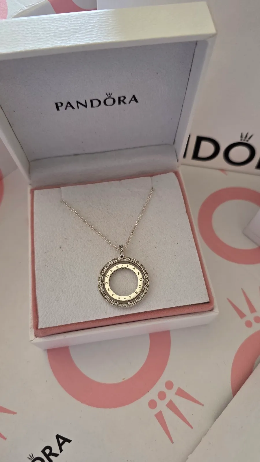 Pandora Spinning Hearts Logo Circle Pendant