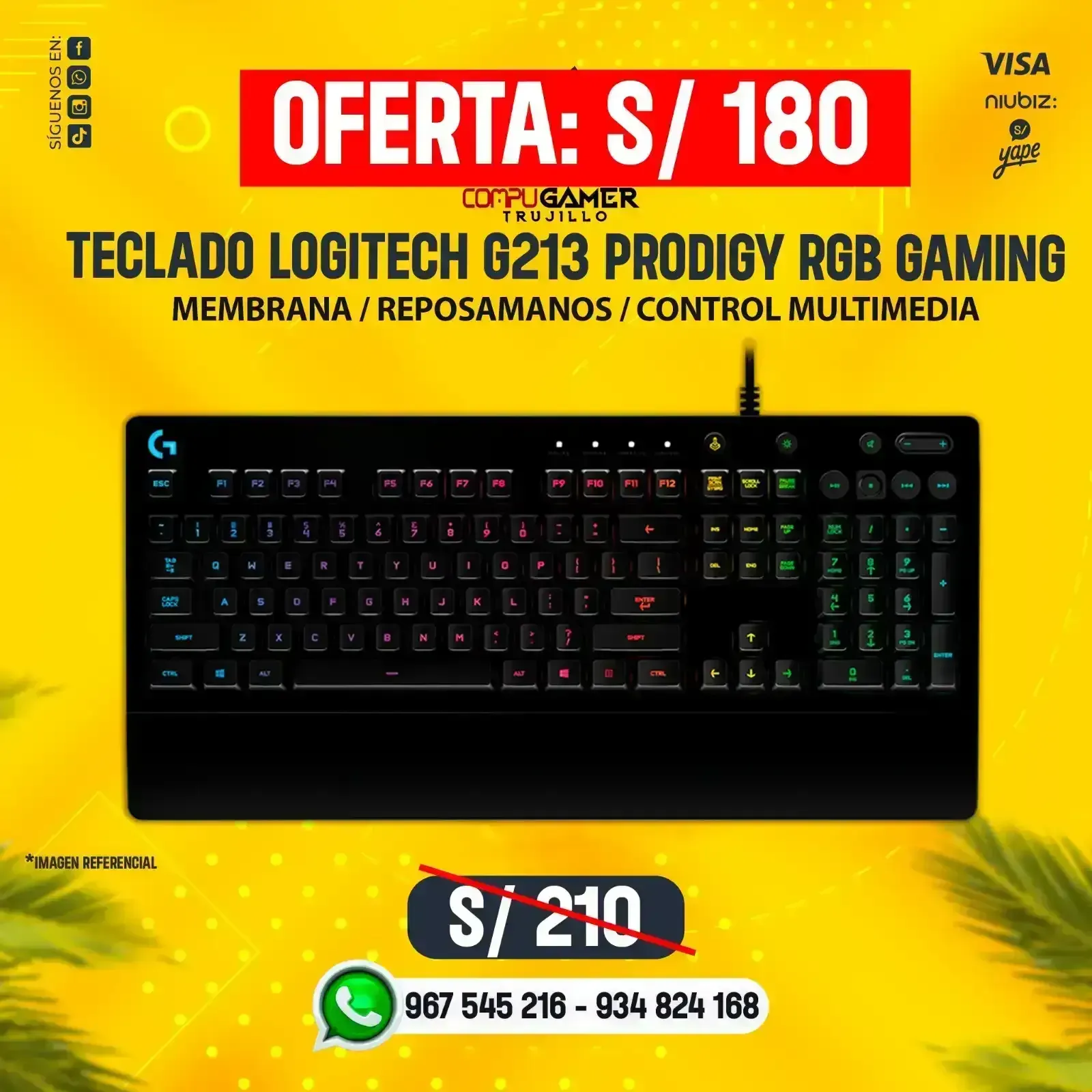 TECLADO DE MEMBRANA LOGITECH G213 PRODIGY BLACK