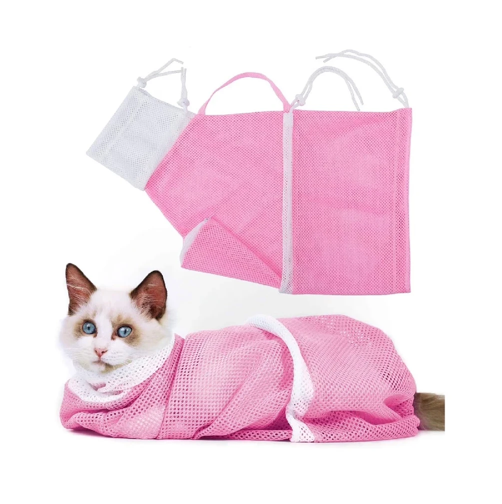 Malla de grooming para gatos rosada