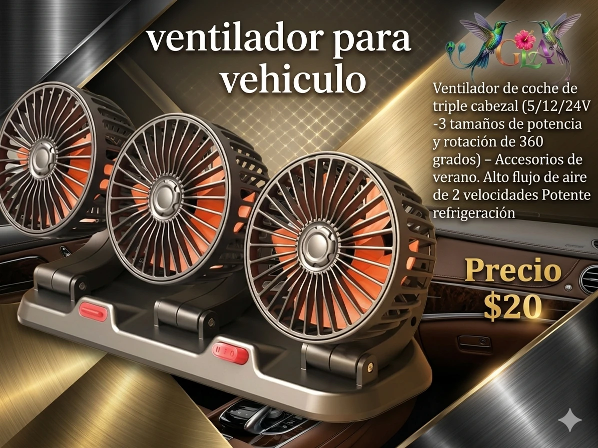 Ventilador de carro 3 cabezas 
