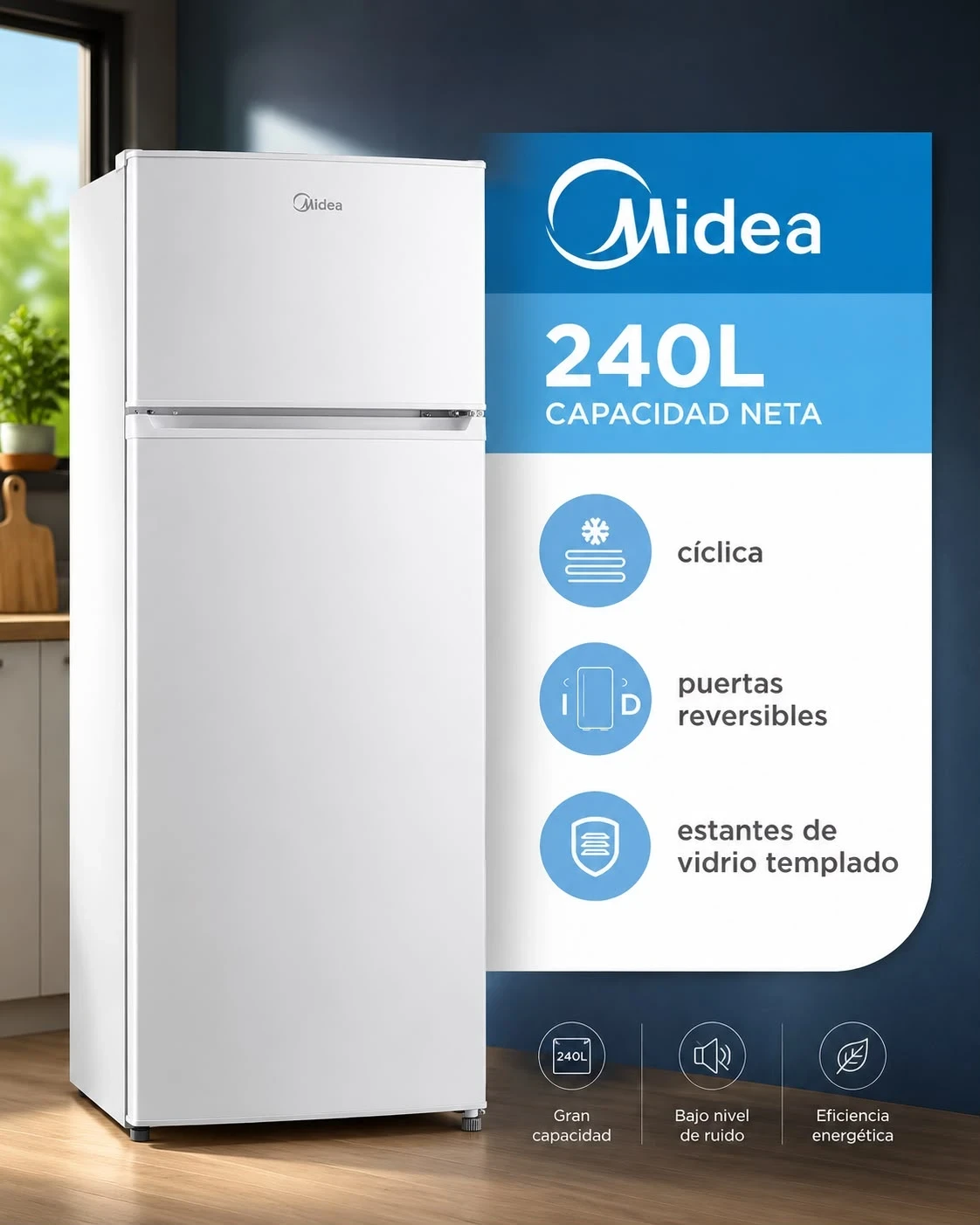 HELADERA TOP MOUNT MIDEA CICLICA 240LTS BLANCA ‼️SOLO POR PEDIDOS ‼️ 