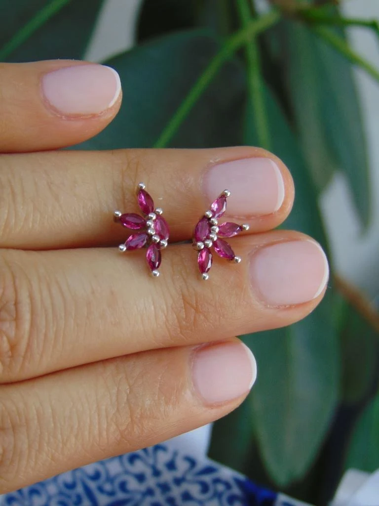 TOPO PLATA LEY 925 MEDIA FLOR FUCSIA 2