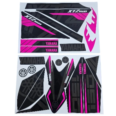 XTZ 150 Calcomanias 2025 gris con fucsia