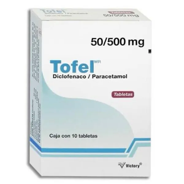 Tofel / diclofenaco-paracetamol/ 50mg/500mg