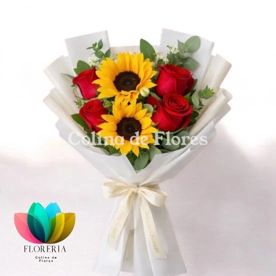 Rosas y girasoles 